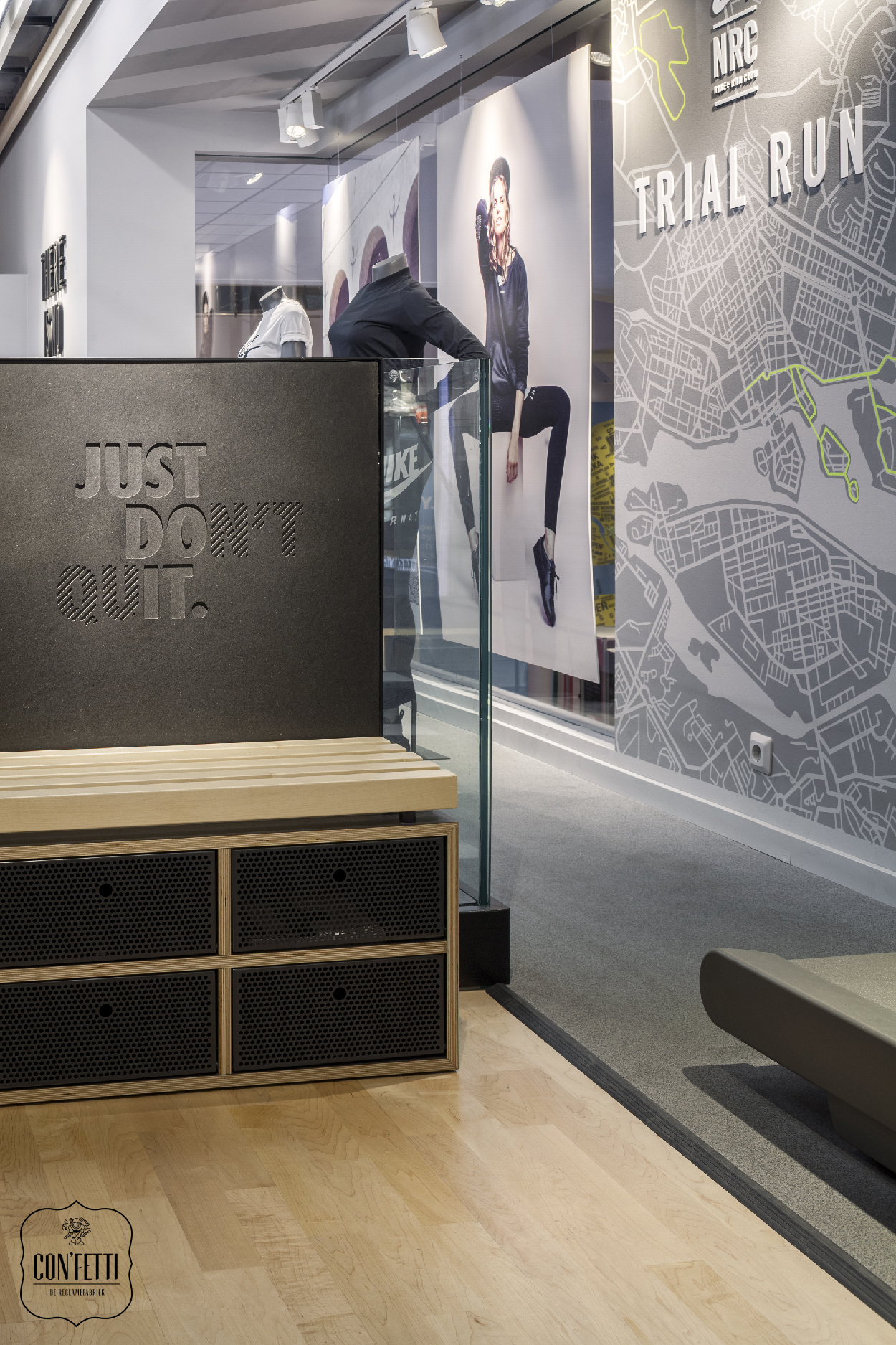 Nike shop Kalverstraat confettireclame.nl  Space design, Sports office,  Experience design